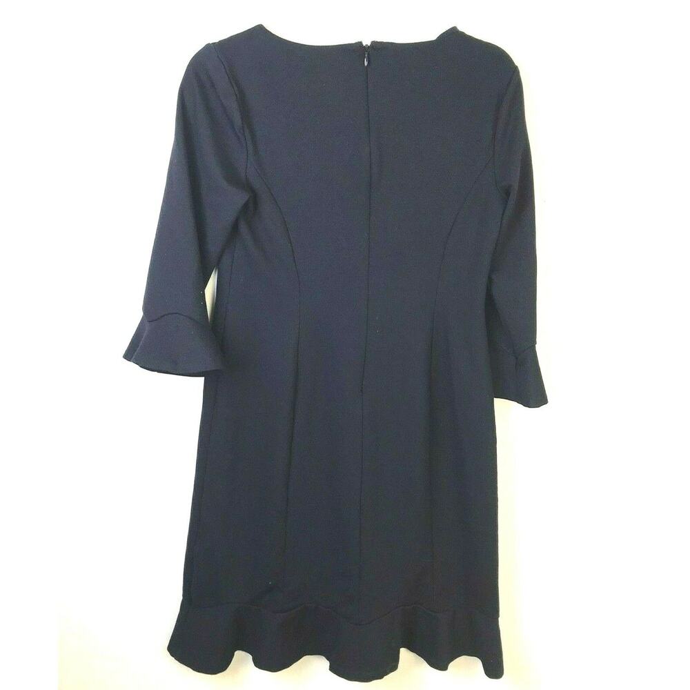 Talbot's Black Princess Line Dress Women's Sz 4 Bell 3/4 Sleeves Ruffle Hem